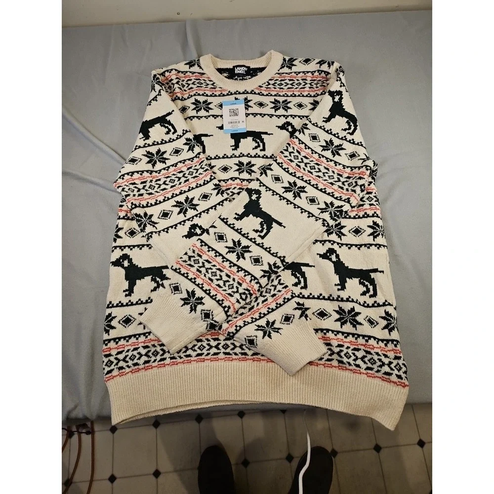 lands‎ end fair isle sweater large